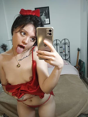 This is how I would stick out my tongue when I suck your dick