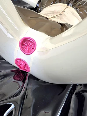 All my shiny latex suits have integrated vaginal and anal condoms